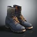 Durable Leather Work Boots With Yellow Laces And Thick Rubber Soles